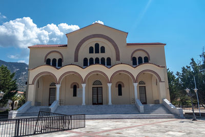 Exterior of building against blue sky