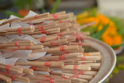 Close-up of incense sticks