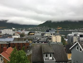 High angle view of townscape against sky