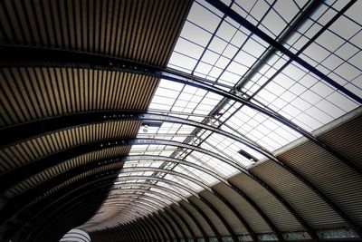 Low angle view of skylight in building