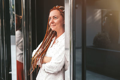 Portrait of business modern woman with dreadlocks