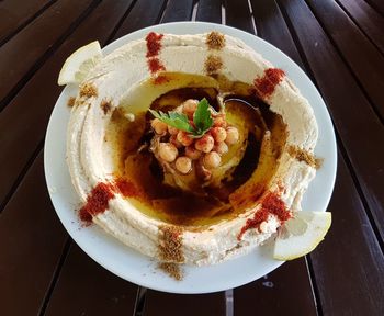 High angle view of ice cream in plate