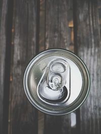 High angle view of drink on table