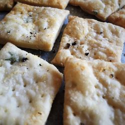 Close-up of crackers in plate