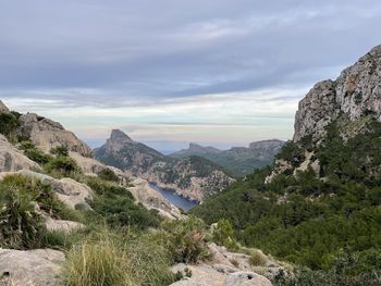 Scenic view of mountains against sky