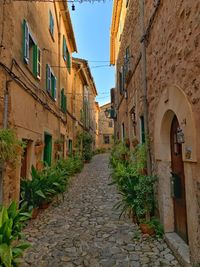 Narrow alley amidst buildings in town