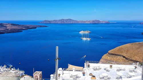 High angle view of sea against clear sky