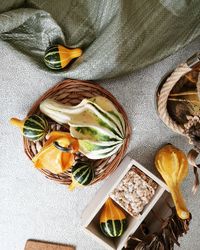 High angle view of fruits in bowl