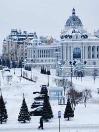 High angle view of buildings in city