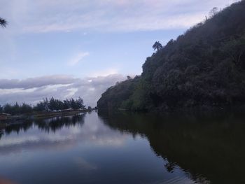 Scenic view of lake against sky