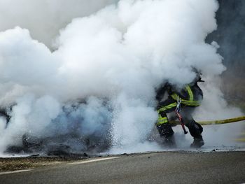 Firefighter in smoke