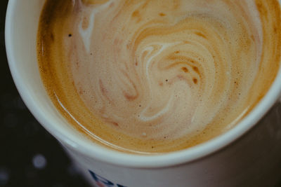 High angle view of coffee in cup