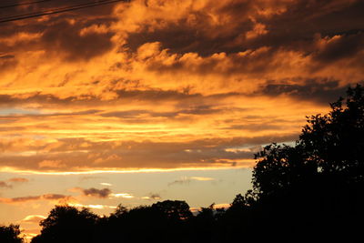 Silhouette of trees against cloudy sky