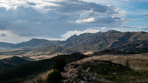 Scenic view of mountains against sky