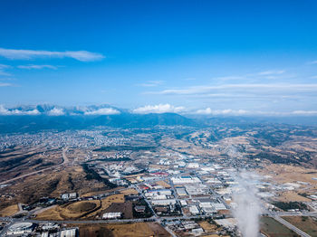 High angle view of townscape against sky