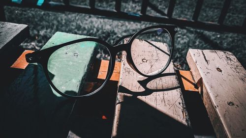 High angle view of sunglasses on table