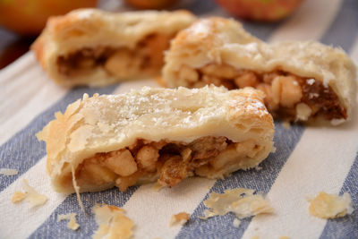 Close-up of bread in plate on table