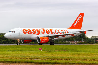 View of airplane flying in sky