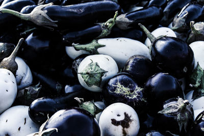 Full frame shot of eggplants at market