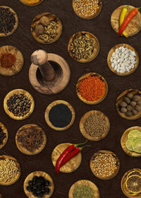 Directly above shot of various food on table