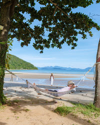 Scenic view of beach against sky