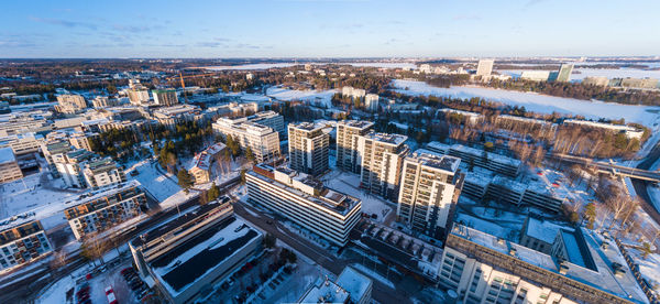 High angle view of cityscape against sky