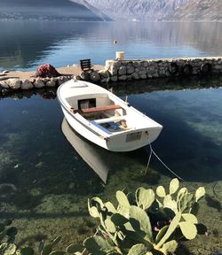 High angle view of sailboat in sea