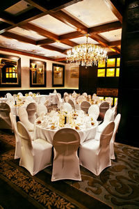 Table and chairs in restaurant