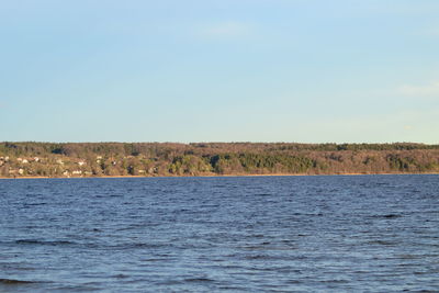 Scenic view of landscape against clear blue sky