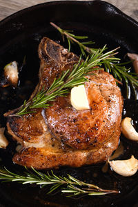 High angle view of food in bowl
