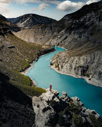 Scenic view of lake and mountains