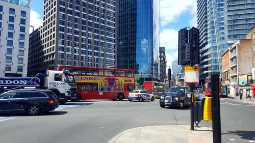 Traffic on road in city