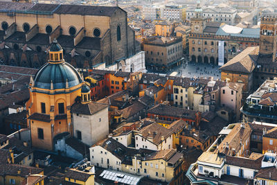 High angle view of buildings in city