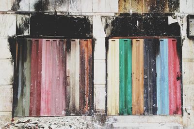 Closed door of old building