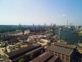 High angle view of cityscape against sky