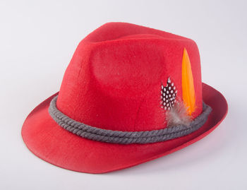 Close-up of hat against white background