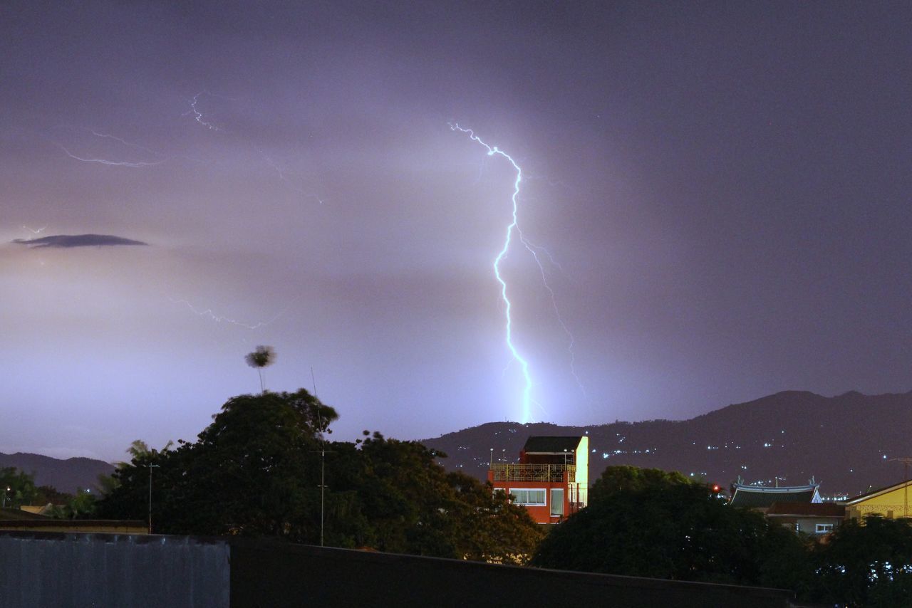 LIGHTNING IN SKY OVER CITY