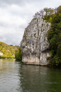 Nature reserve at danube river breakthrough nearby kelheim with limestone rock formations