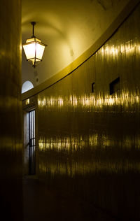 Illuminated light bulbs in ceiling