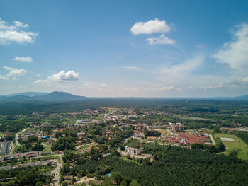 High angle view of townscape against sky