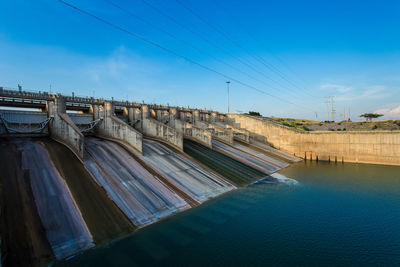 Dam against clear blue sky