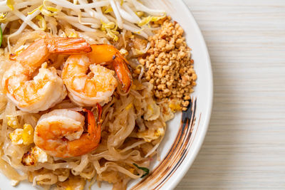 High angle view of meal served in bowl