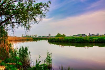 Scenic view of lake against sky