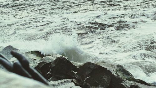 Waves splashing in sea