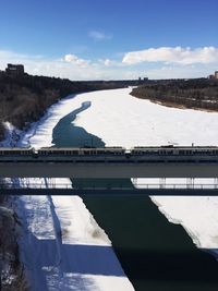 View of dam on river
