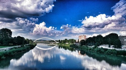 View of river against cloudy sky