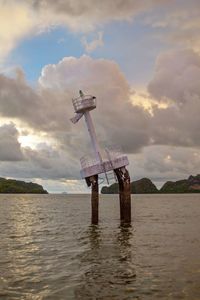 Scenic view of sea against cloudy sky