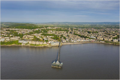 High angle view of bridge over river