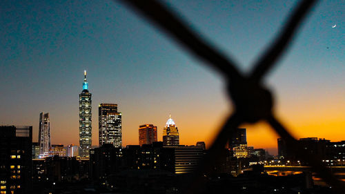 Illuminated city at night