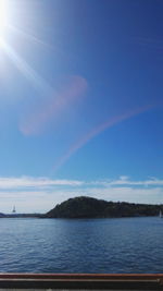 Scenic view of lake against blue sky